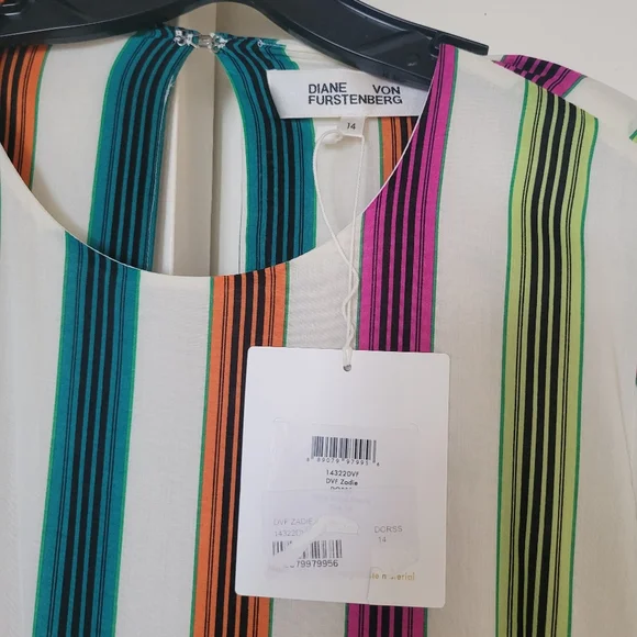 Diane Von Furstenberg Colorful Striped Backless Dress - Picture 3 of 6